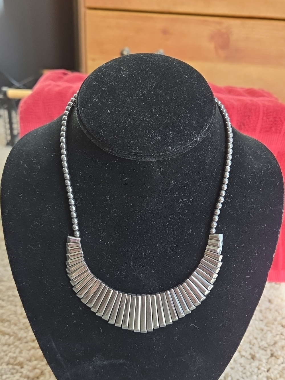 Vintage Metallic Gray Hematite Bead Necklace
